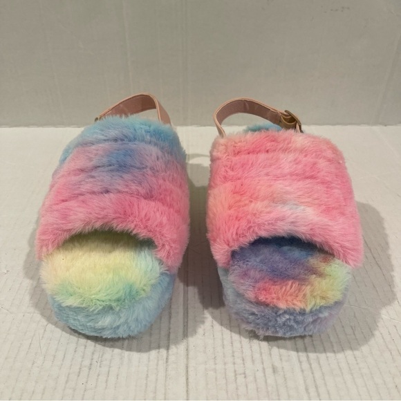 Women’s Liliana Tie Dye Open Toe Fuzzy Slingback Platform Sandals Size 7.5 US! - Picture 2 of 10